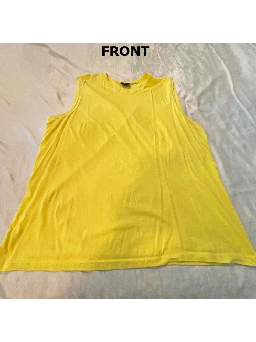 TANK TOP, BRIGHT YELLOW, SIZE XXL, 100% COTTON, LARGE ARMHOLES, VERY STRETCHY,
